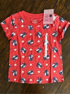 Hello Kitty Red Tee with Navy & White Character Print